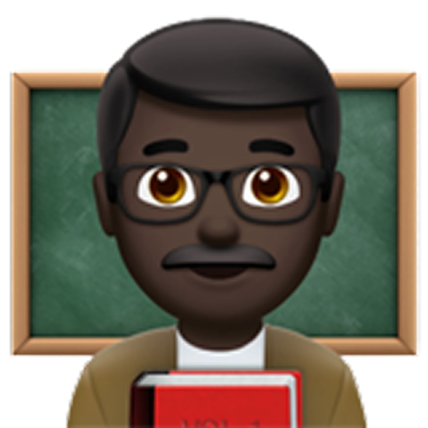 Cartoon Teacher Holding a Red Book in Front of a Chalkboard Free PNG