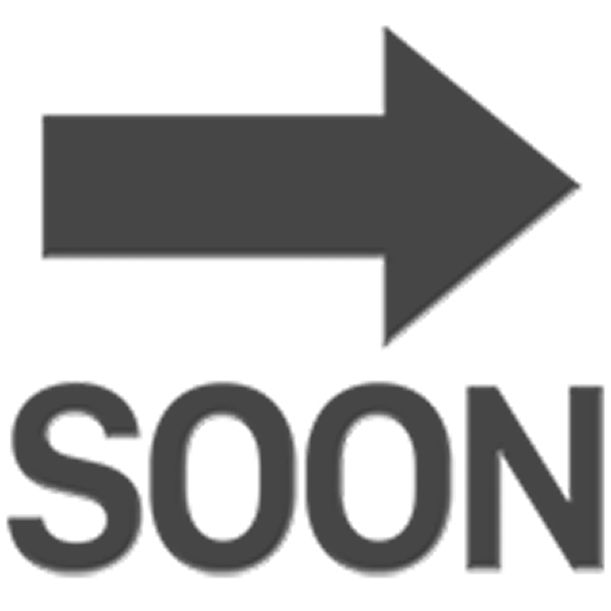 Dark Gray Right Arrow and SOON Text Free PNG