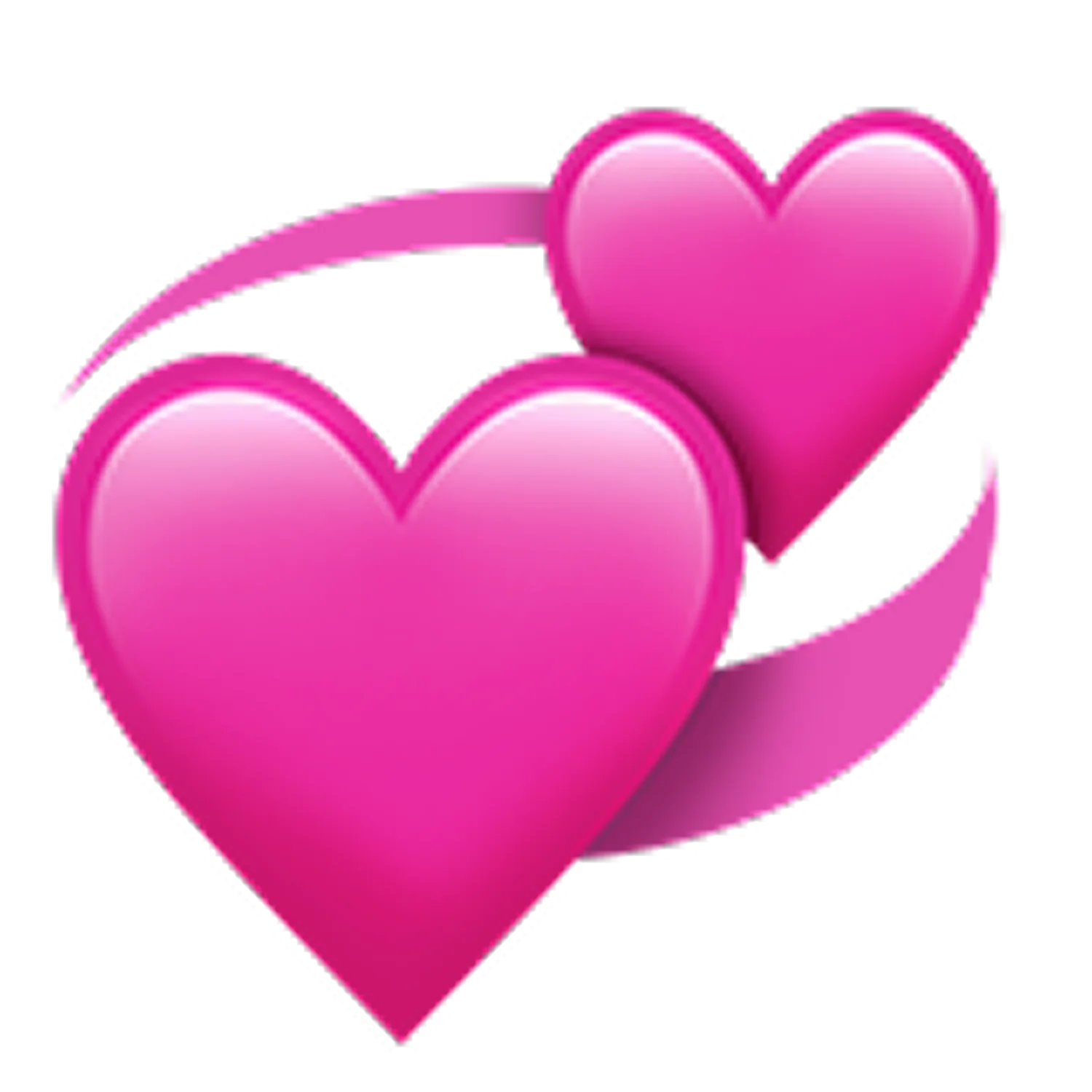 Two Glossy Pink Hearts with Curved Ribbons Free PNG