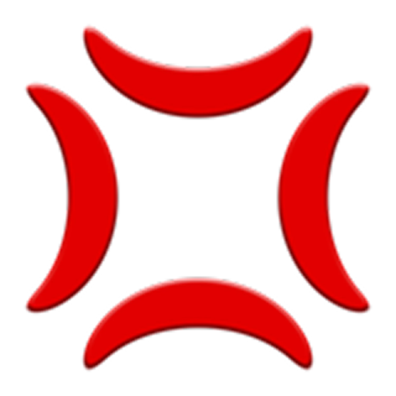 Four Red Curved Shapes in a Symmetrical Emblem - Free PNG