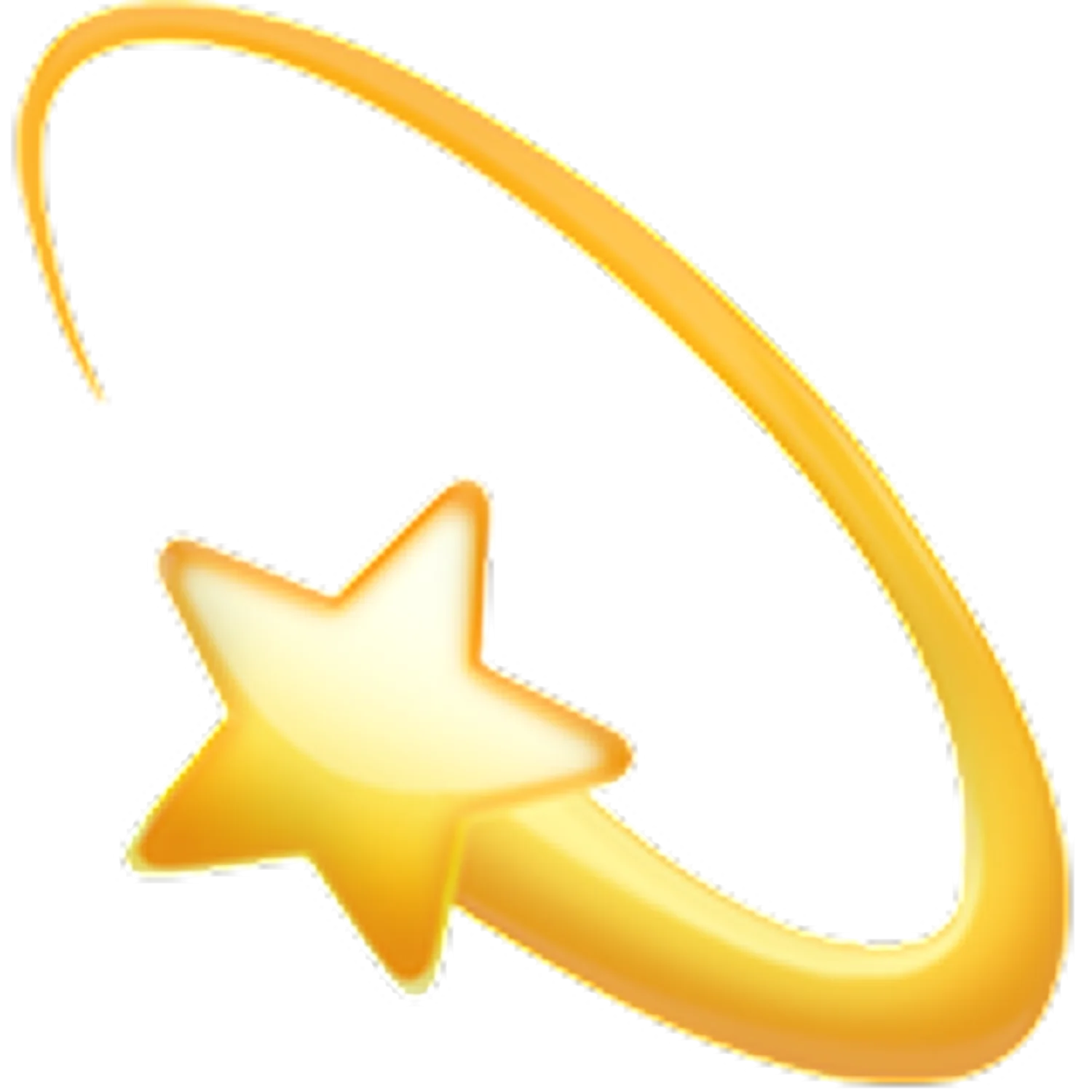Glossy Golden Shooting Star with Curved Trail Free PNG