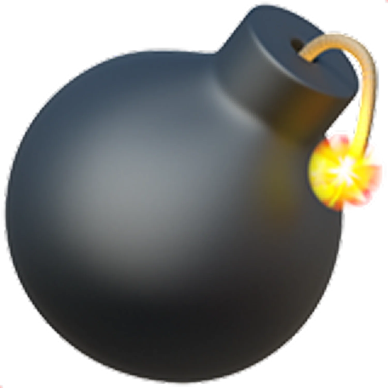 Glossy Black Cartoon Bomb with Lit Fuse Free PNG