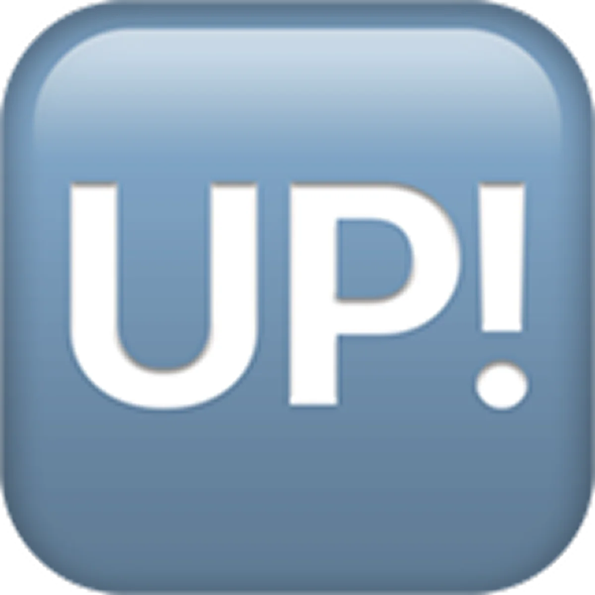 White UP! Lettering on a Blue Rounded Square - Free PNG