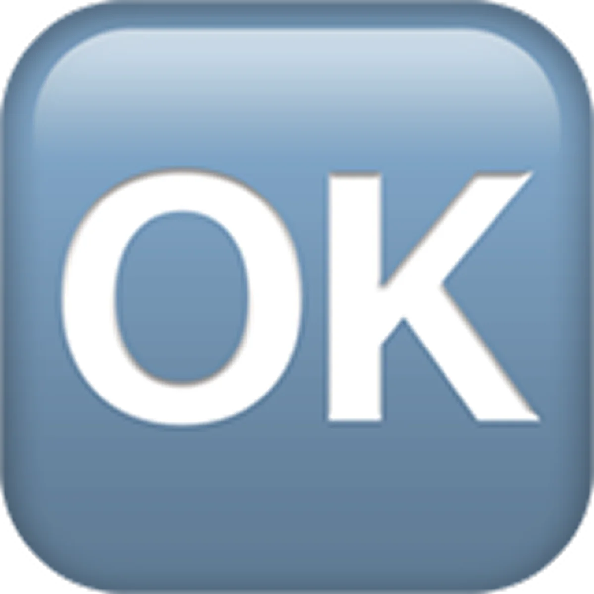 White OK Letters on Blue Rounded Square Icon Free PNG