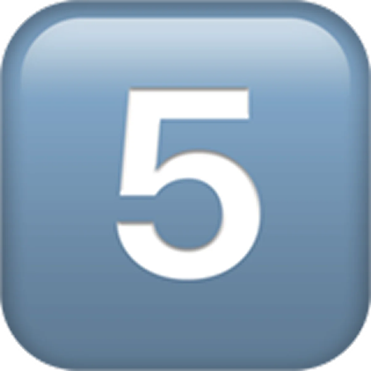 White Number 5 on Glossy Blue Rounded Square Icon Free PNG