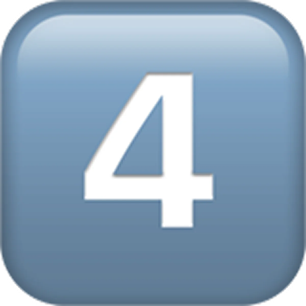 White Number 4 on Glossy Blue Rounded Square Icon Free PNG