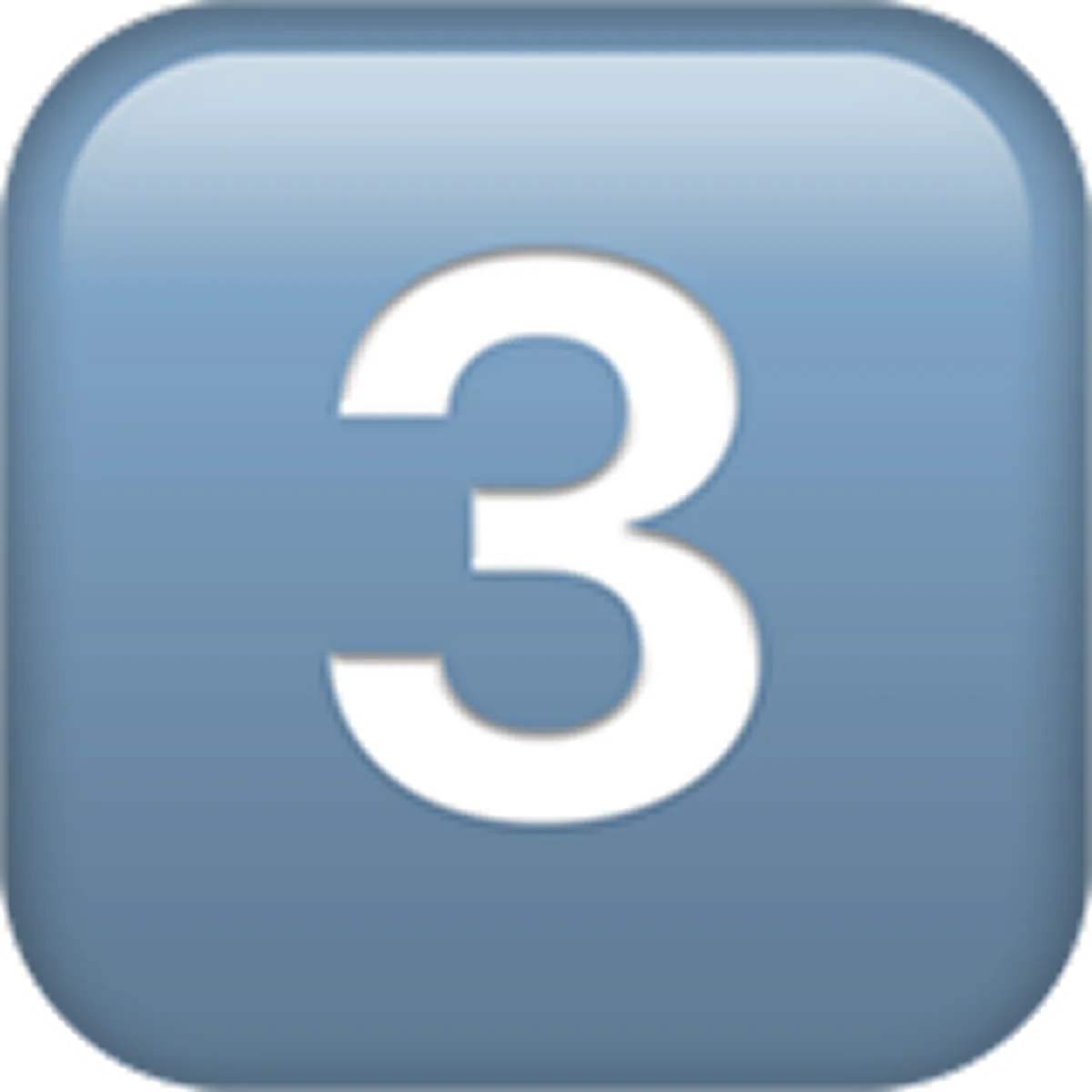 White Number 3 on a Blue Rounded Square Button Free PNG