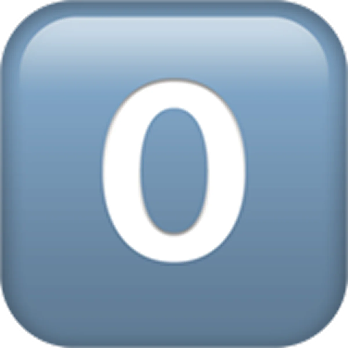 White Zero on Glossy Blue Rounded Square Icon Free PNG