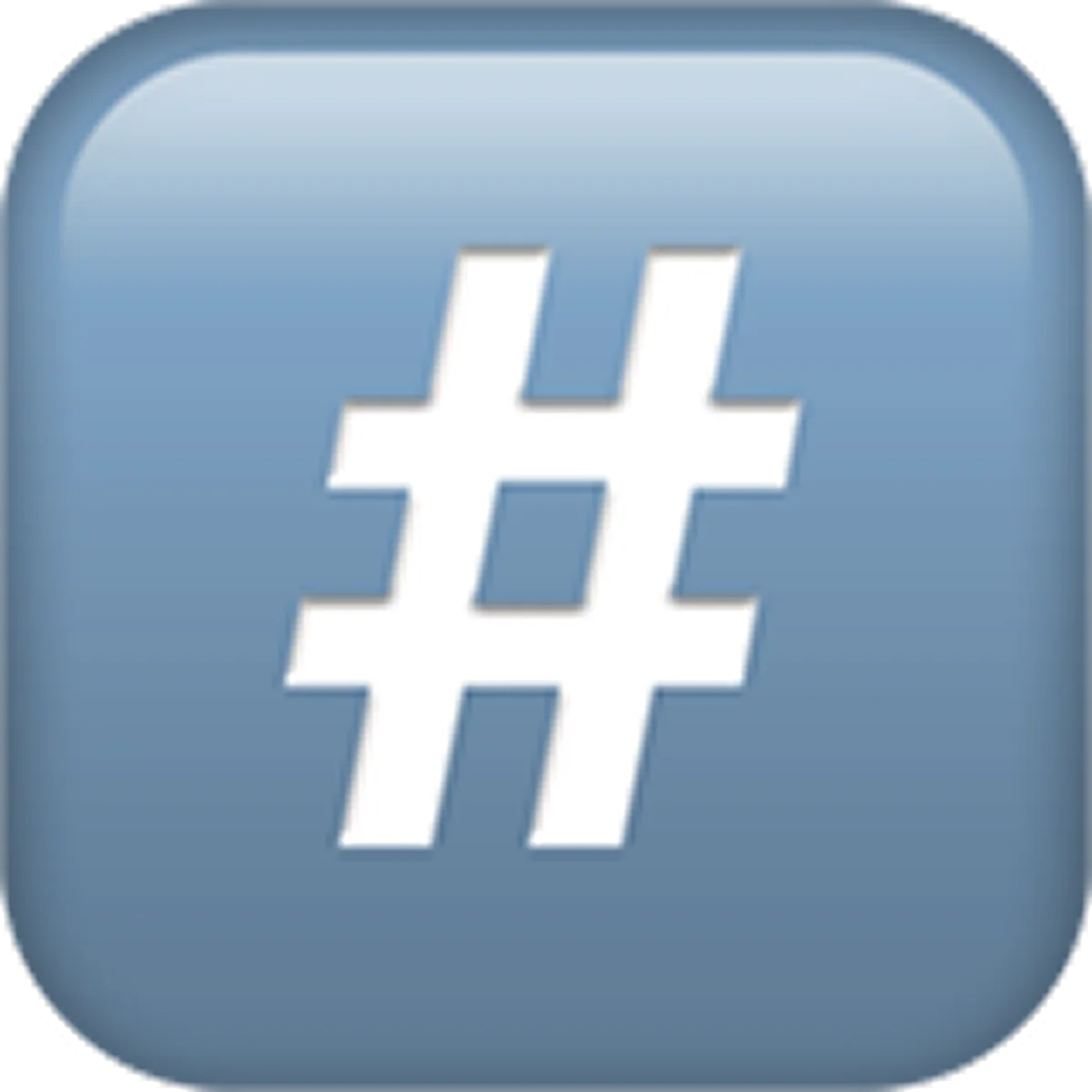 White Hashtag on Glossy Blue Rounded Button Free PNG