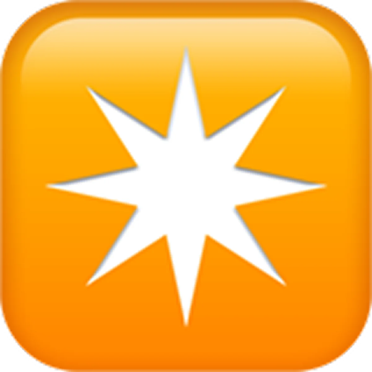 White Eight-Point Star on Glossy Orange Button Free PNG