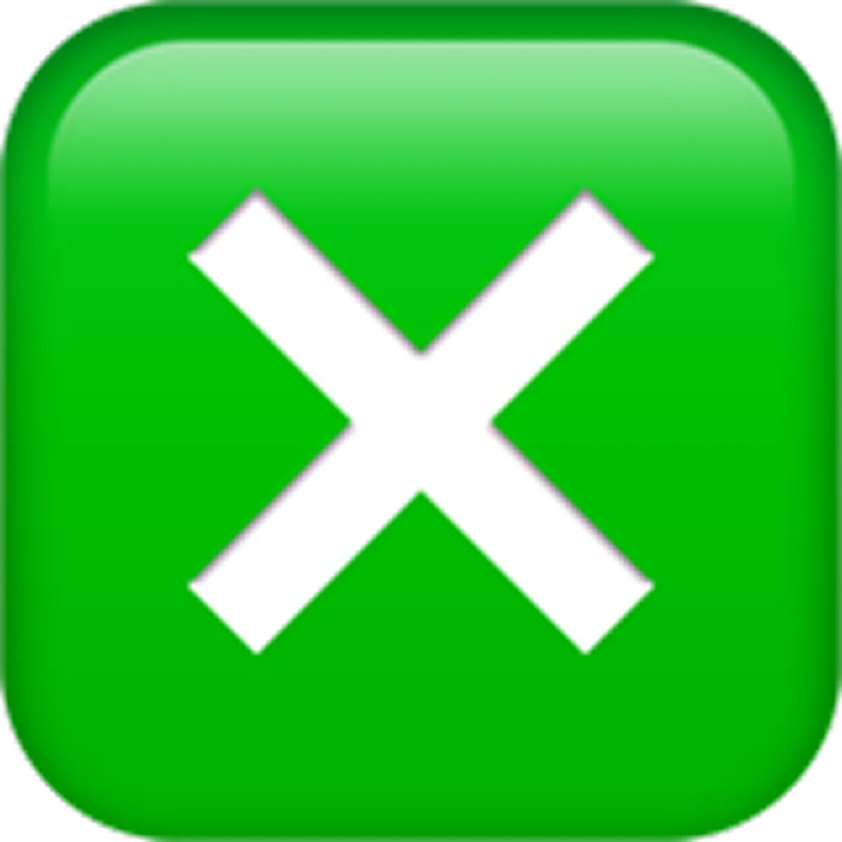 Glossy Green Rounded Button with White X – Free PNG