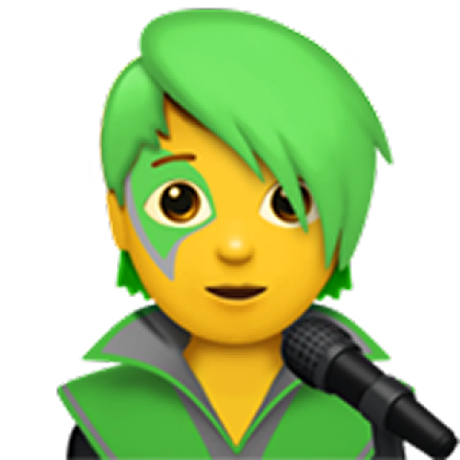 Green-Haired Cartoon Singer with Microphone Free PNG