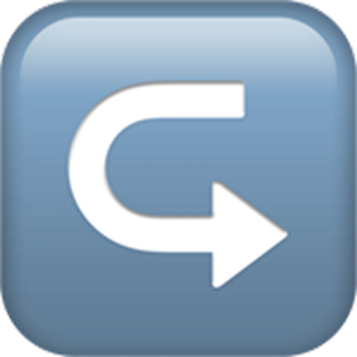 White Curved Forward Arrow on Blue Button Free PNG