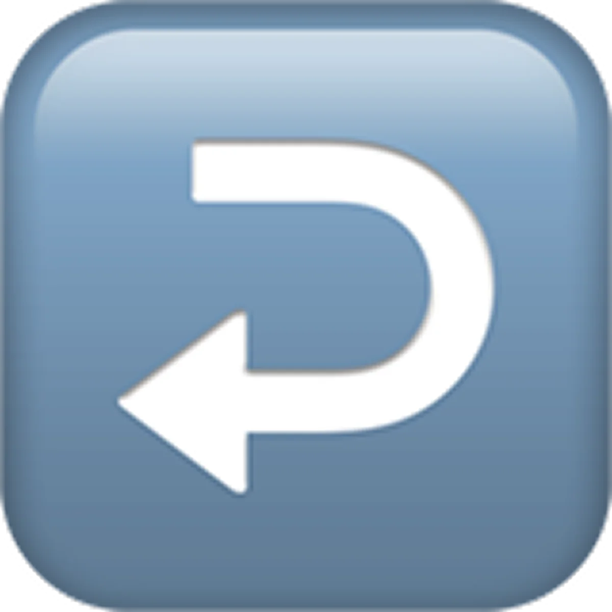 White Return Arrow on Blue Rounded Square Free PNG