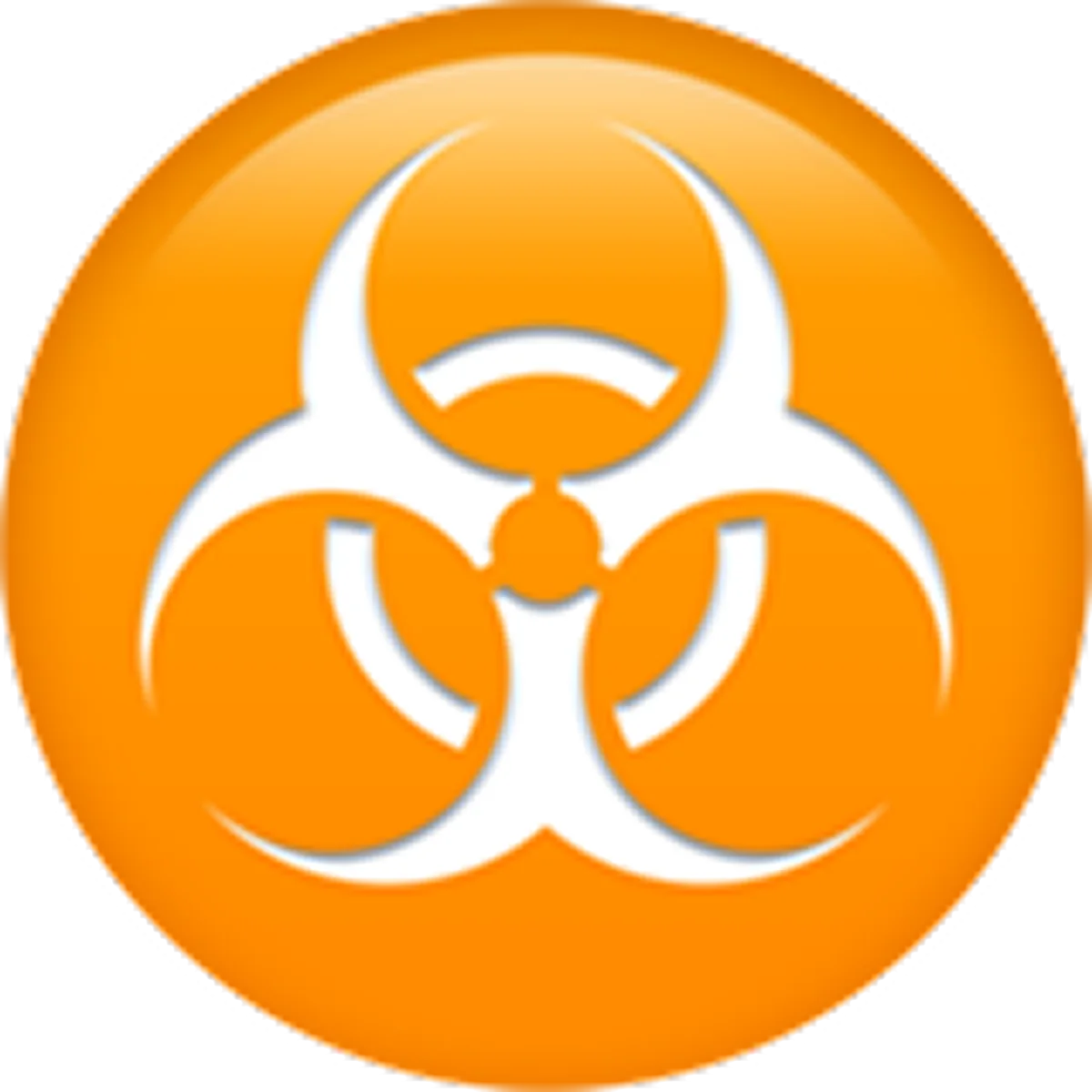 White Biohazard Symbol on an Orange Circle Free PNG