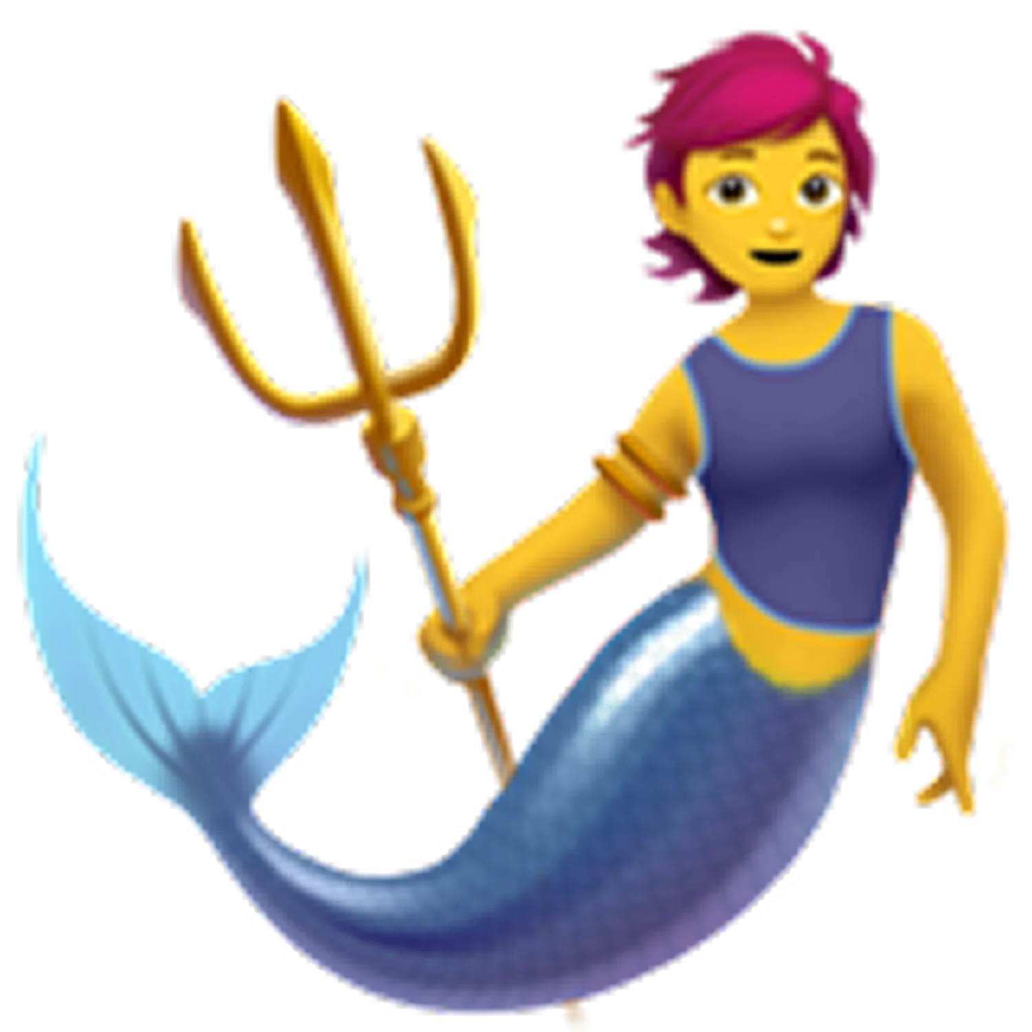 Smiling Mermaid Holding a Golden Trident Free PNG