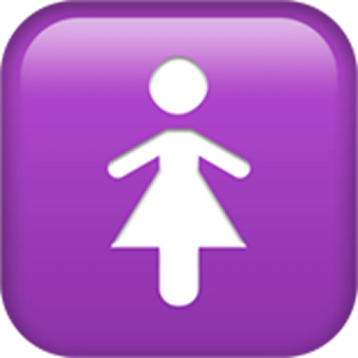 White Female Restroom Symbol on Purple Button - Free PNG