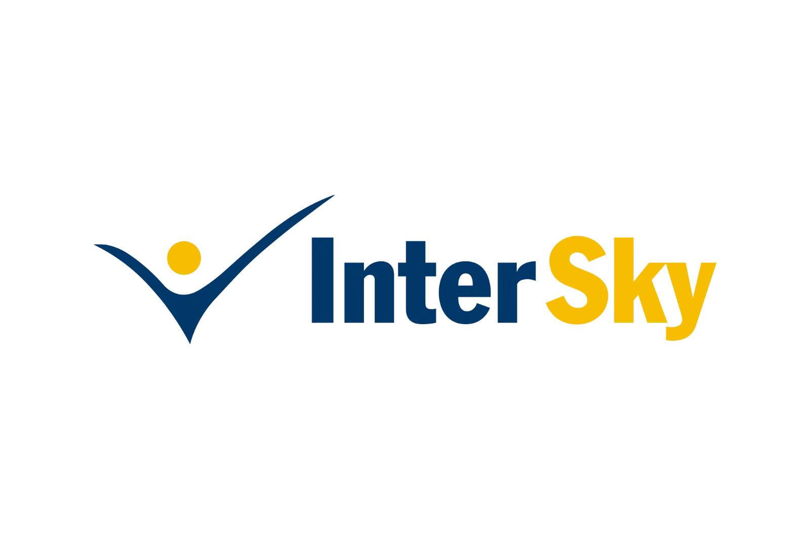InterSky Logo with Blue Figure and Yellow Accents Free PNG