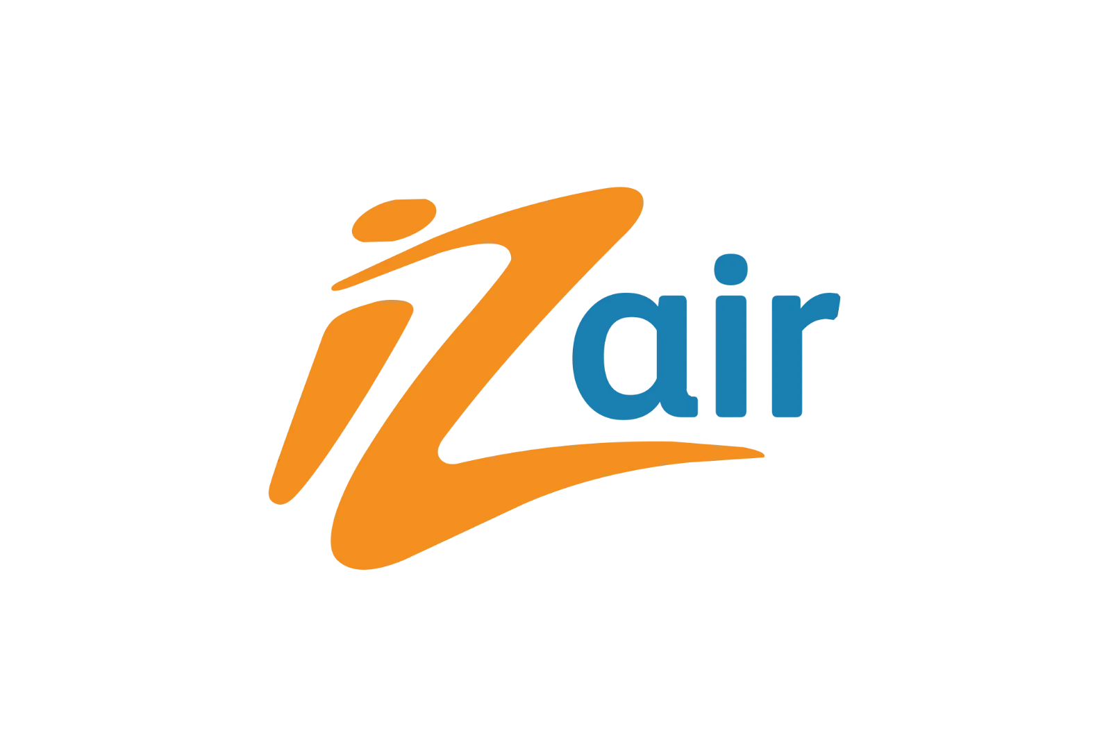 IZair Logo with Orange Symbol and Blue Text | Free PNG