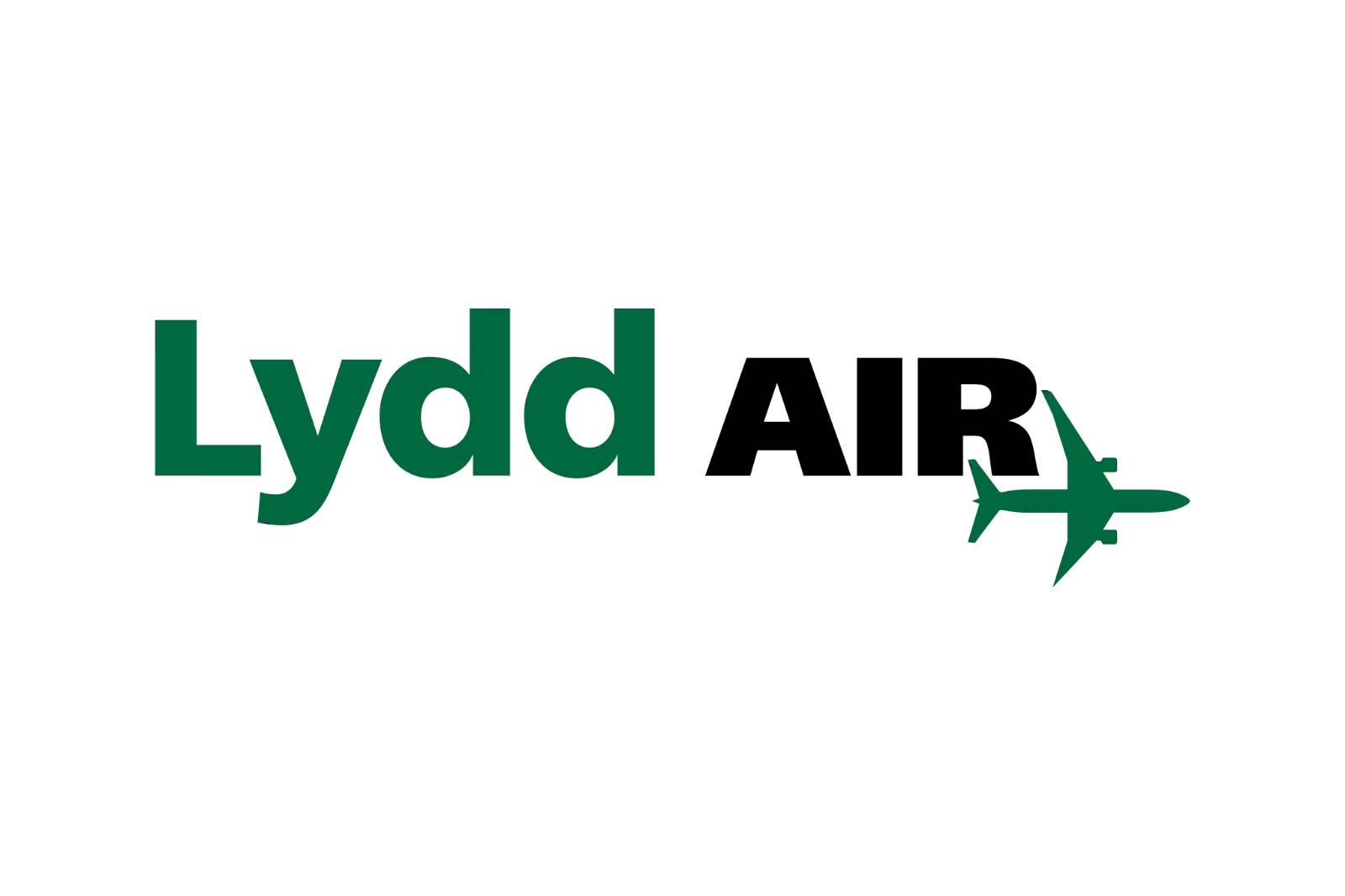 LyddAir Green Wordmark and Airplane Icon Free PNG