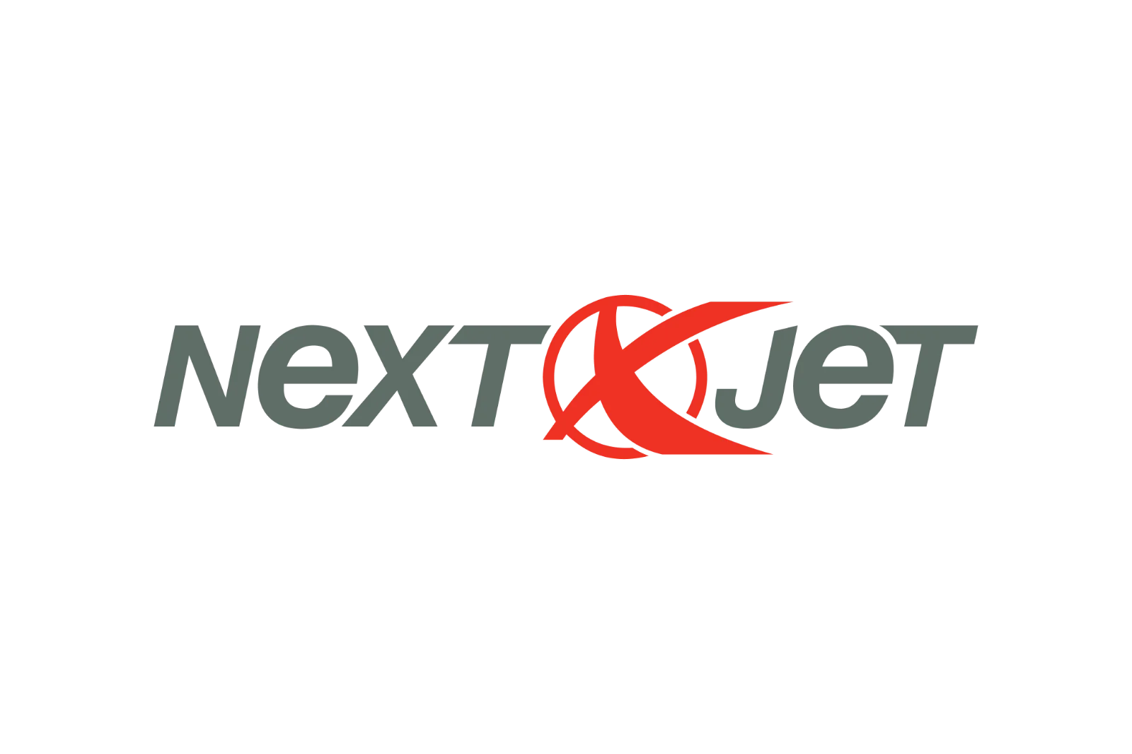 Nextjet Wordmark Logo with Red Swoosh Free PNG