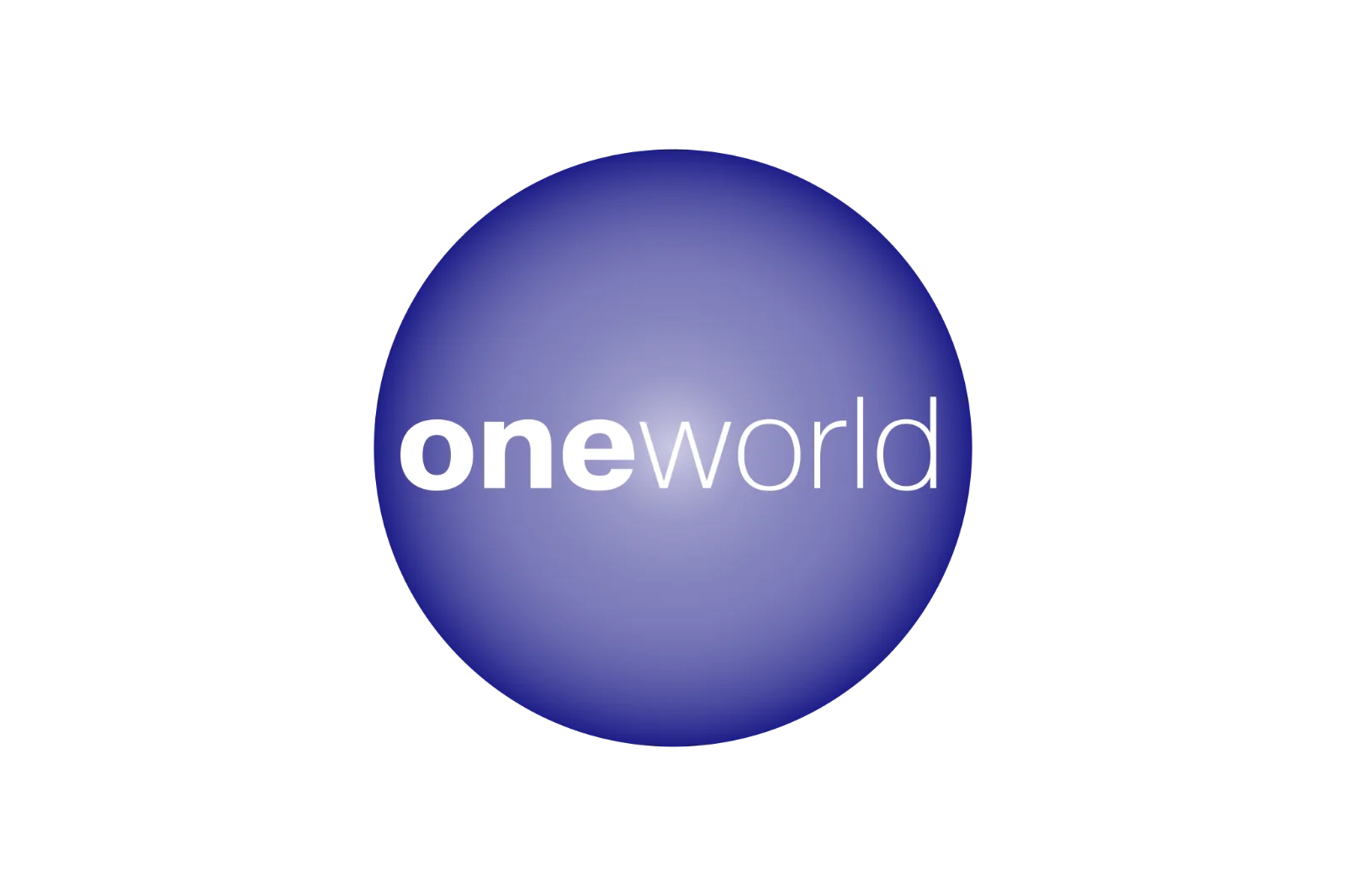 Oneworld Wordmark on a Blue Gradient Sphere Free PNG