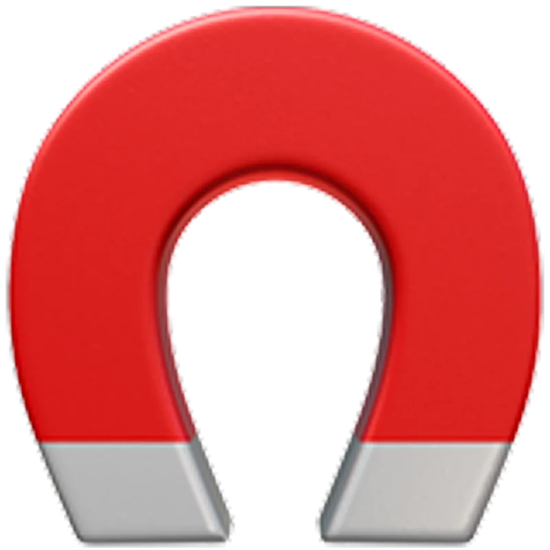 Red Horseshoe Magnet with Silver Tips - Free PNG