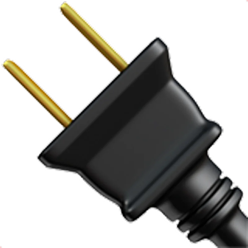 Black Two-Prong Electrical Plug with Gold Pins - Free PNG