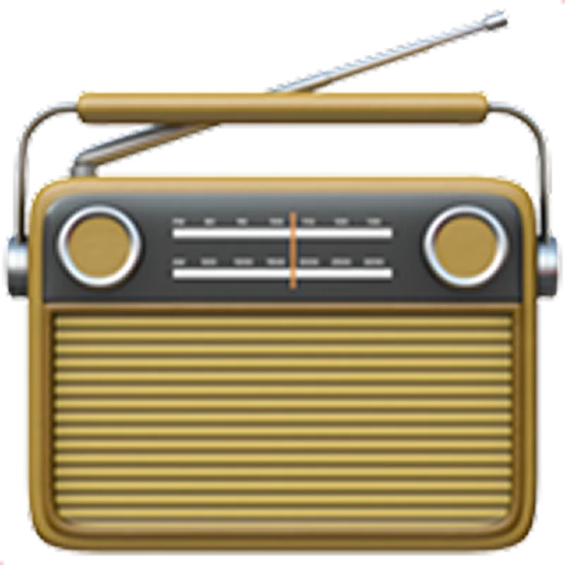 Vintage Gold Portable Radio with Antenna - Free PNG