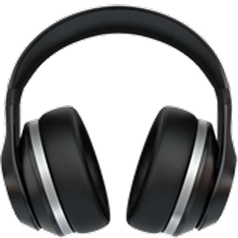 Black Over-Ear Headphones with Silver Accents Free PNG