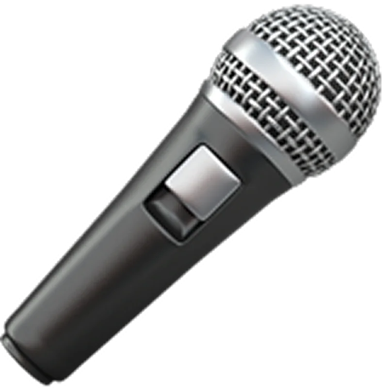 Handheld Microphone with Silver Mesh Grille Free PNG