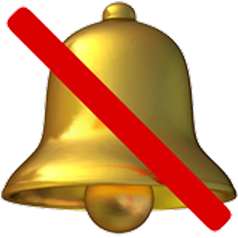Gold Notification Bell with Red Mute Slash Free PNG