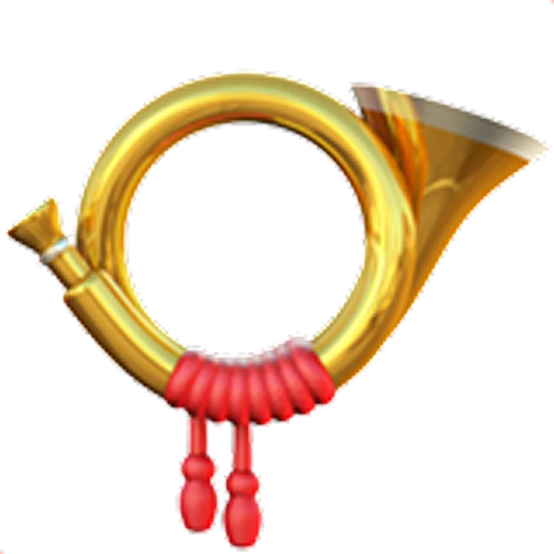 Gold Hunting Horn with Red Tassels Free PNG