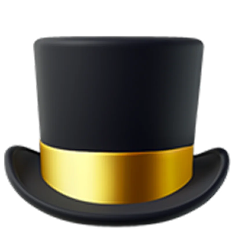 Black Top Hat with Gold Band Free PNG