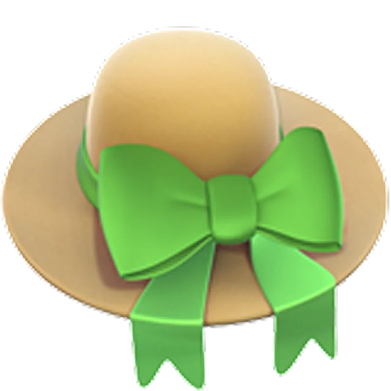 Tan Sun Hat with Green Bow Free PNG
