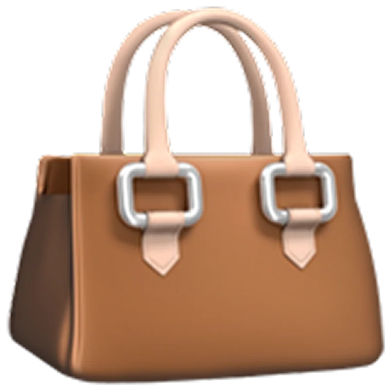 Brown Handbag with Blush Handles and Silver Buckles Free PNG