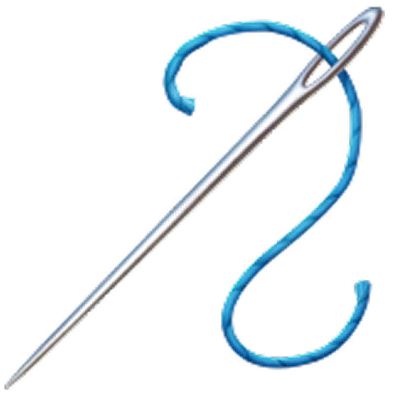 Silver Sewing Needle with Blue Thread Free PNG