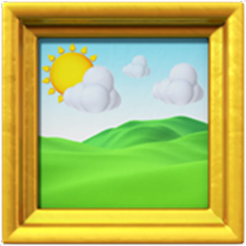 Sunny Green Hills Landscape in a Gold Frame Free PNG