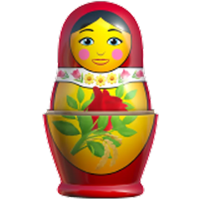 Smiling Floral Matryoshka Doll Free PNG