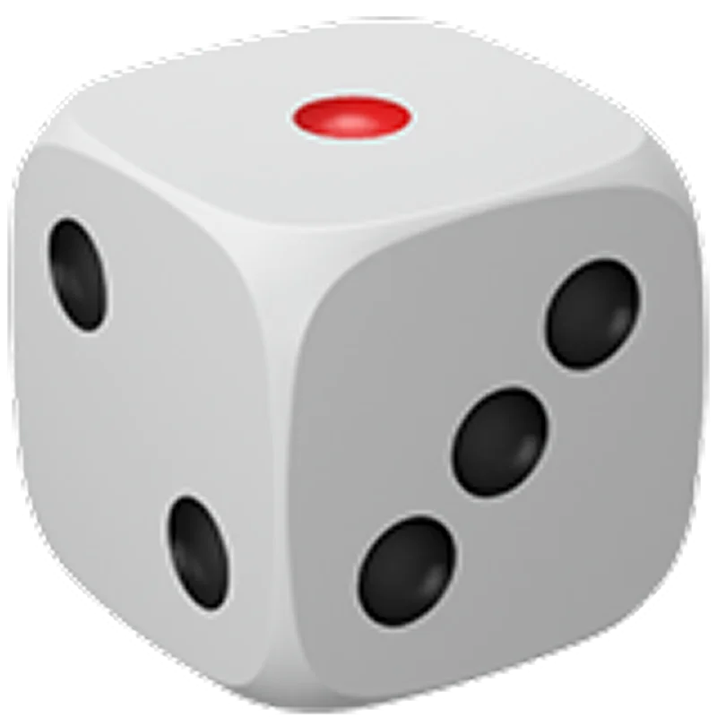 Glossy White Dice Icon with Red Top Mark Free PNG