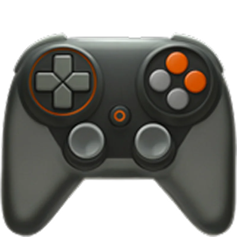 Dark Gray Game Controller with Orange Buttons Free PNG