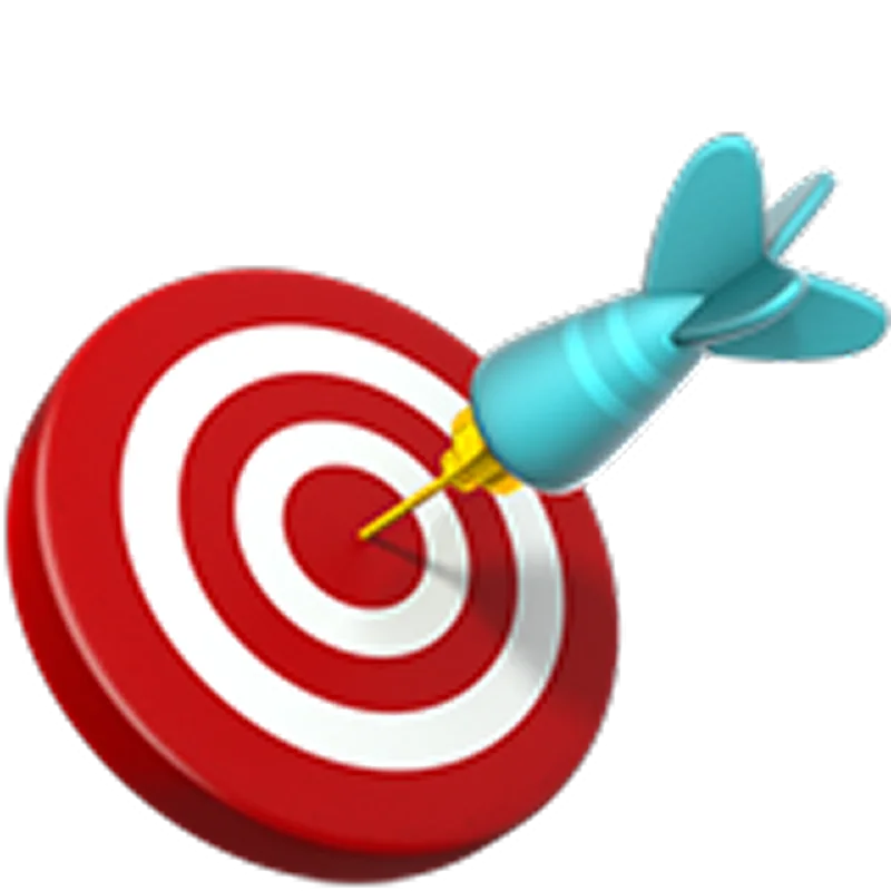 Turquoise Dart Hitting a Red Bullseye Target Free PNG