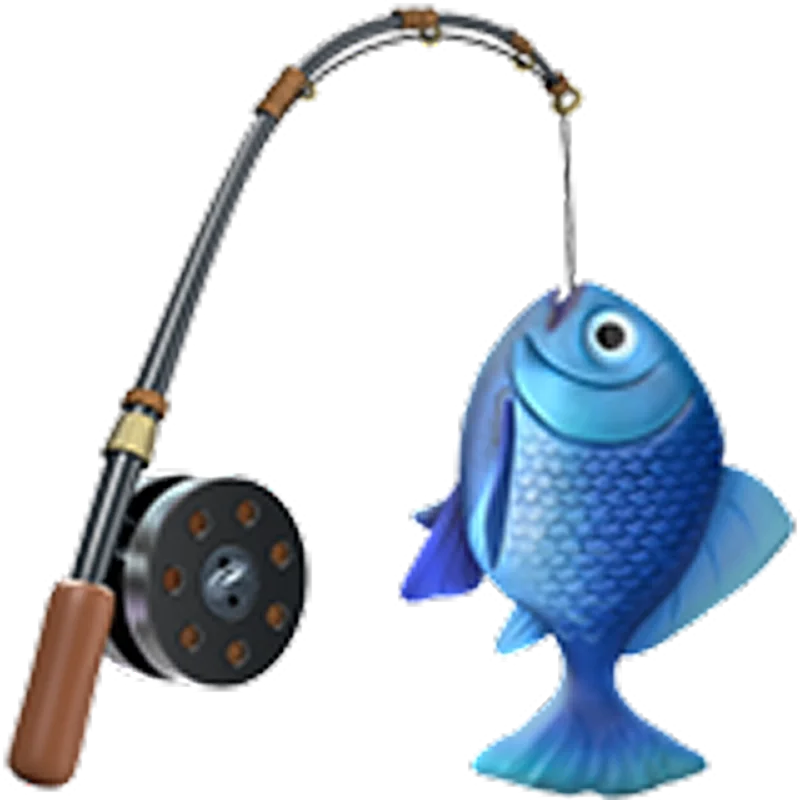 Blue Fish Caught on a Fishing Rod - Free PNG