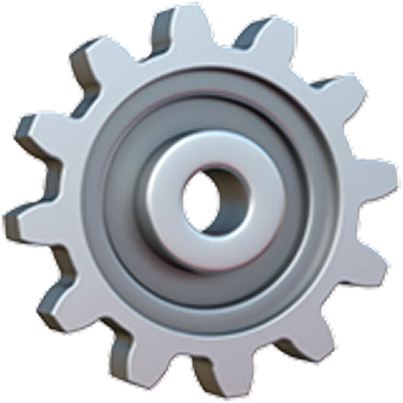 Silver 3D Gear Icon - Free PNG