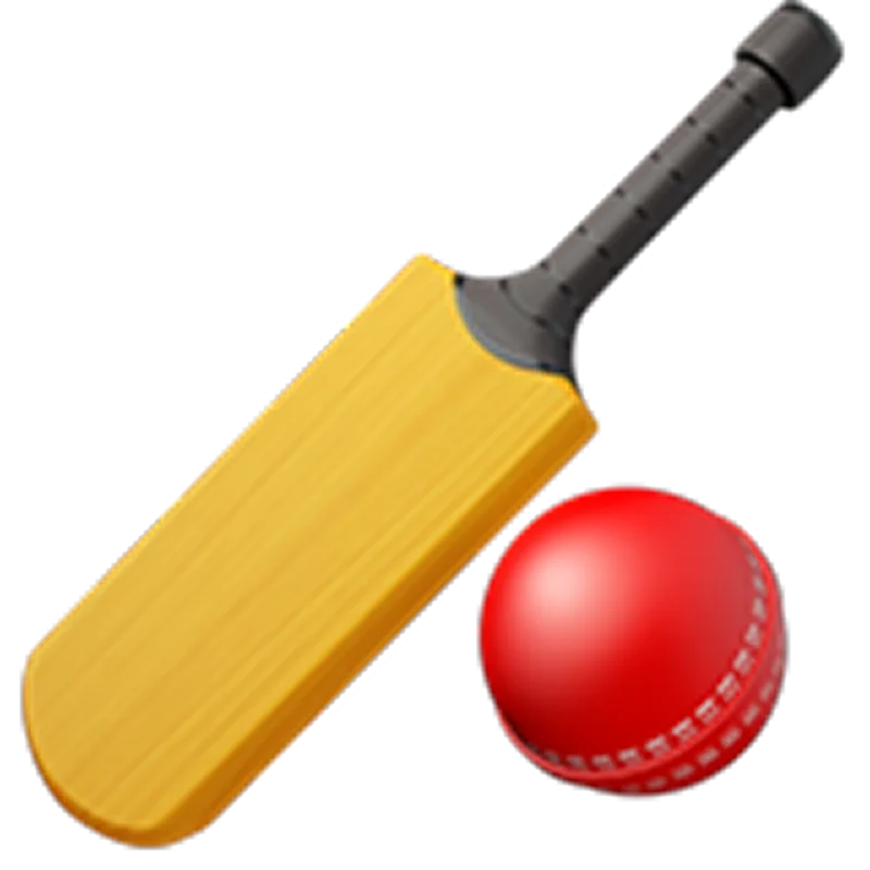 Cricket Bat and Red Ball Free PNG