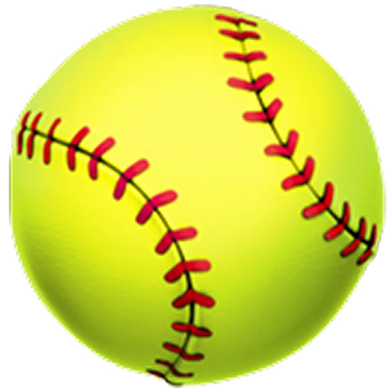 Bright Yellow Softball with Red Stitching Free PNG