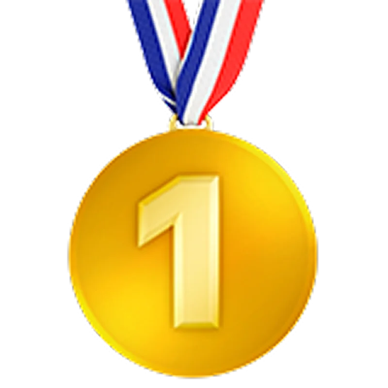 Gold First Place Medal with Red White and Blue Ribbon Free PNG