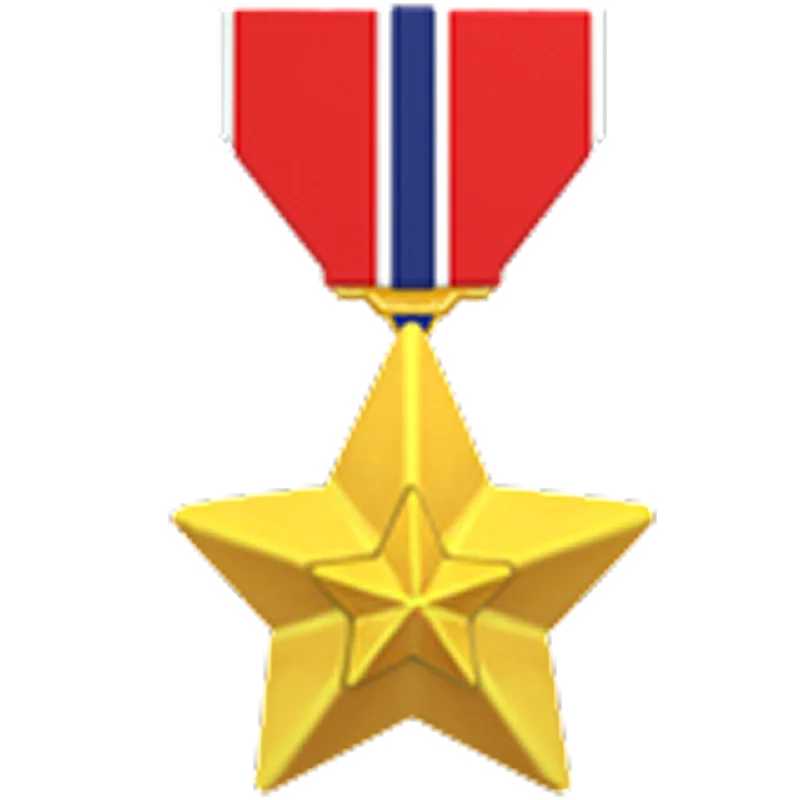 Gold Star Medal with Red, White, and Blue Ribbon Free PNG