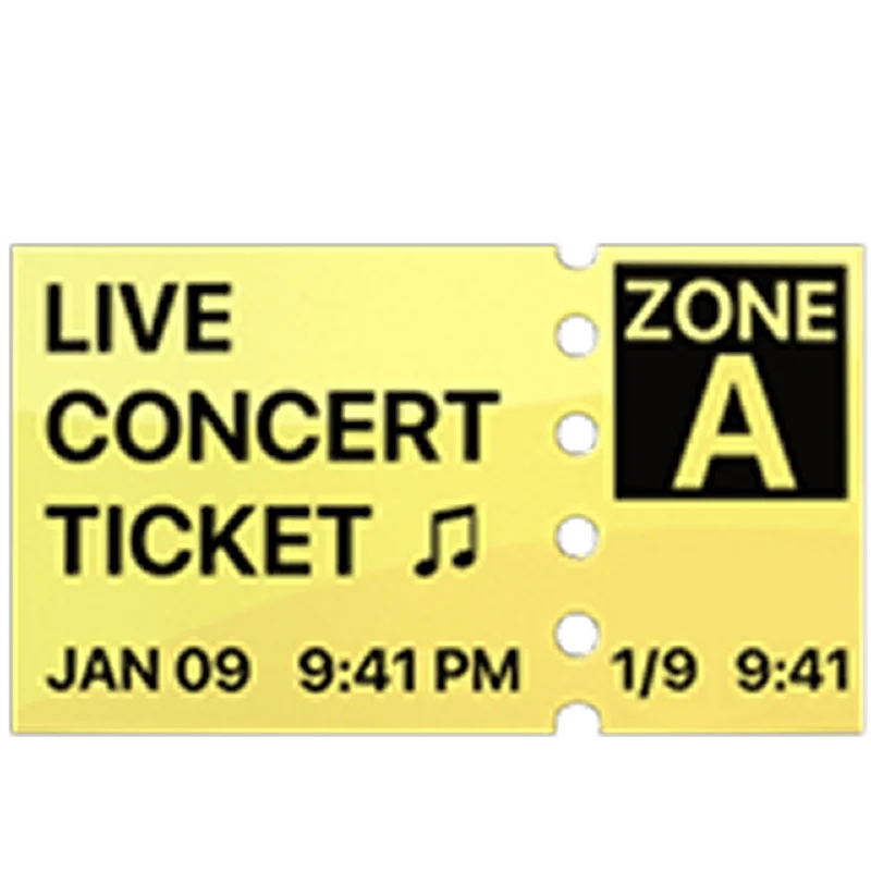 Yellow Live Concert Ticket with Zone A | Free PNG