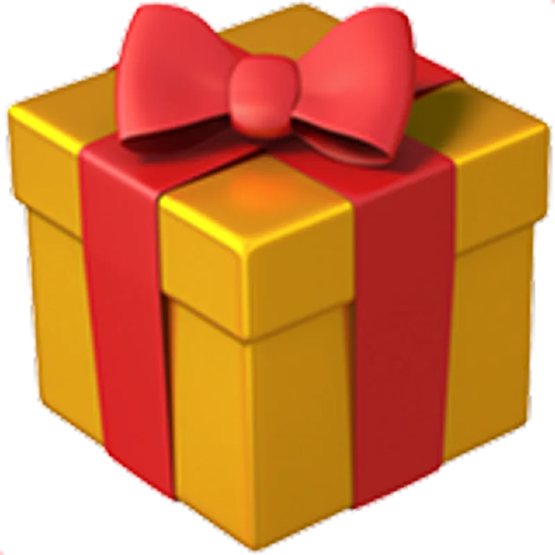 Golden Gift Box with Red Bow – Free PNG